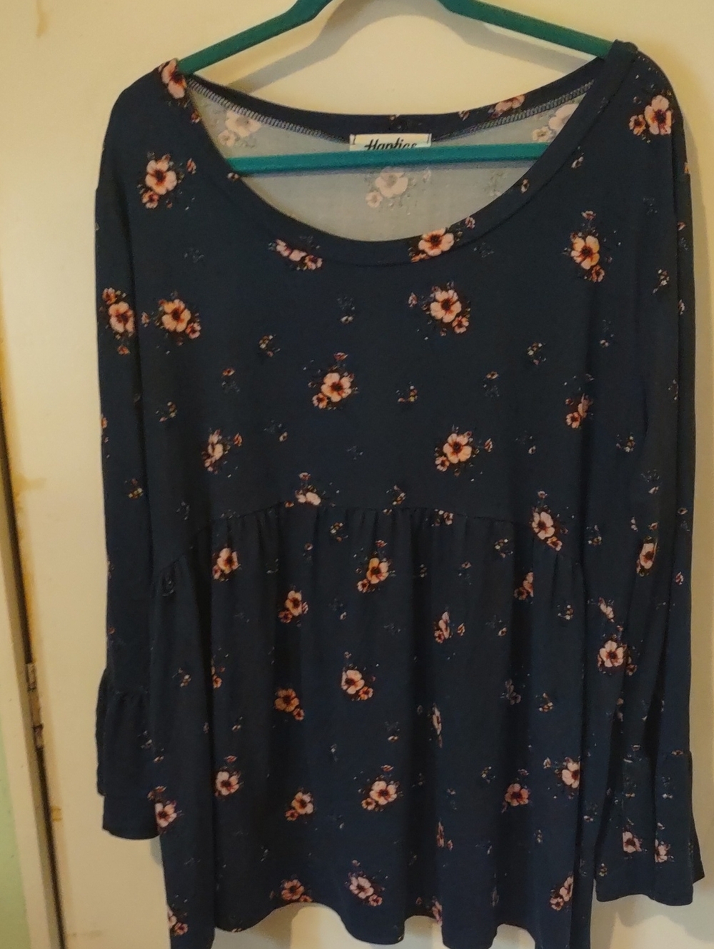 Handker Navy Floral Peplum Tunic Top